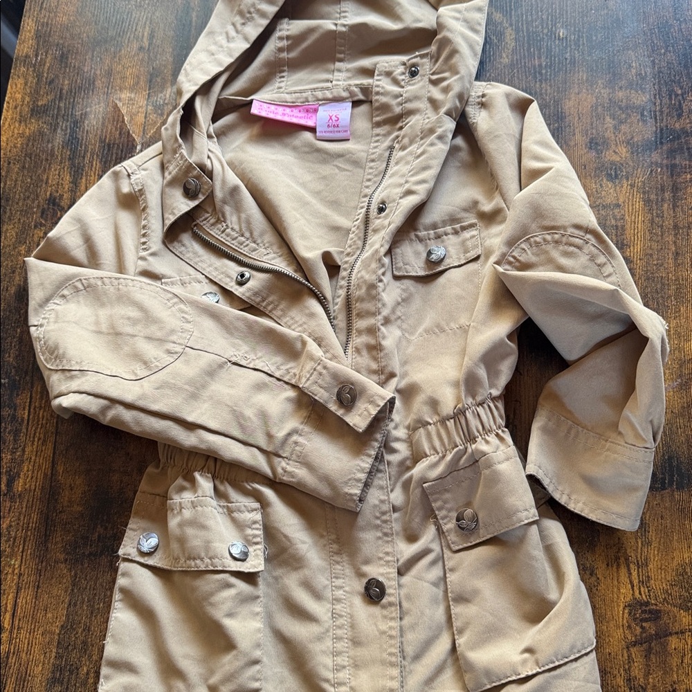 Tan Hooded Jacket with Pockets